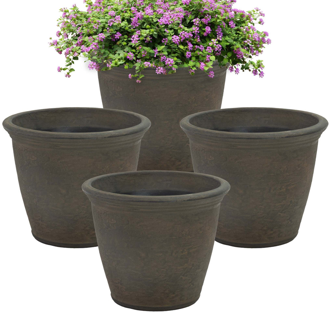 Anjelica Polyresin Large Round Outdoor Planter