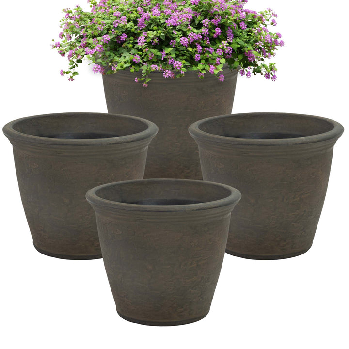 Anjelica Polyresin Large Round Outdoor Planter