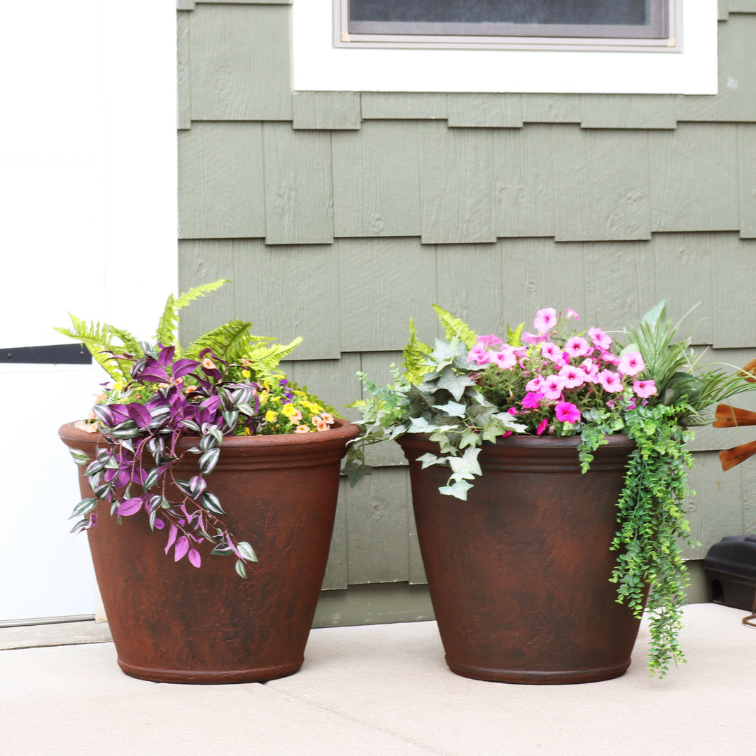 Anjelica Polyresin Large Round Outdoor Planter