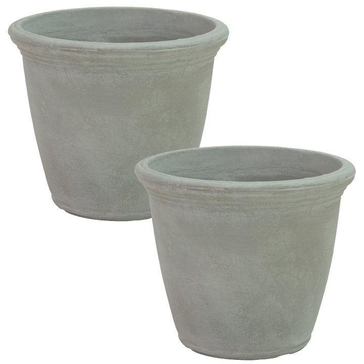 Anjelica Polyresin Large Round Outdoor Planter