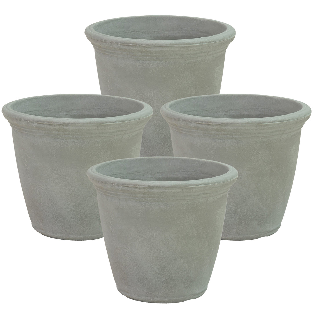 Anjelica Polyresin Large Round Outdoor Planter
