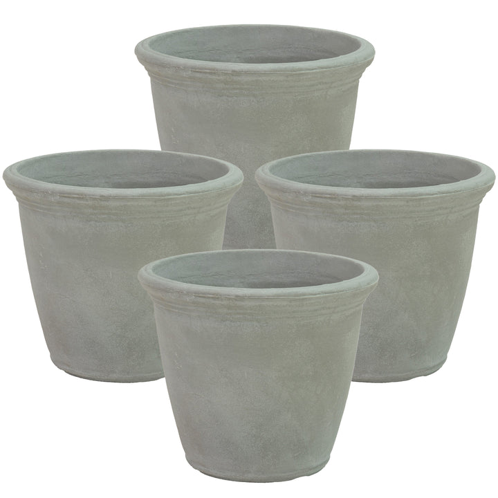 Anjelica Polyresin Large Round Outdoor Planter