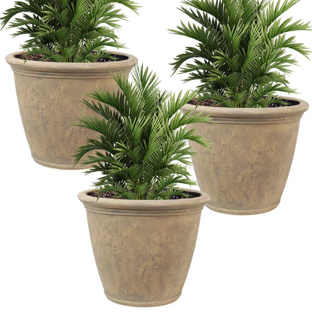 Anjelica Polyresin Large Round Outdoor Planter