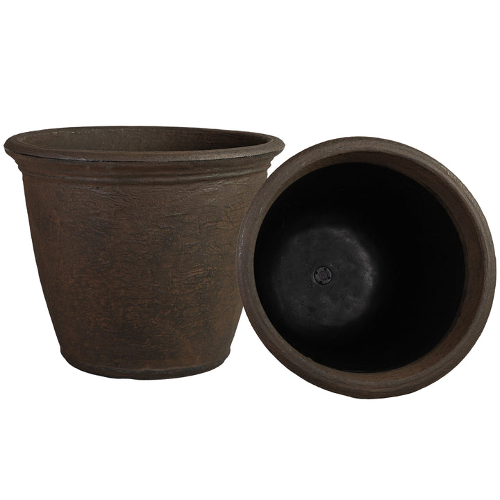 Anjelica Polyresin Large Round Outdoor Planter