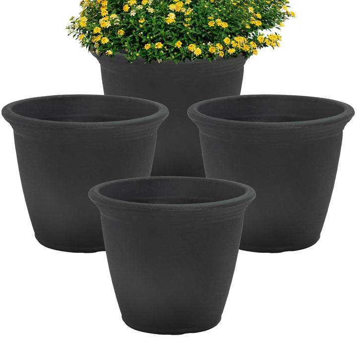 Anjelica Polyresin Large Round Outdoor Planter