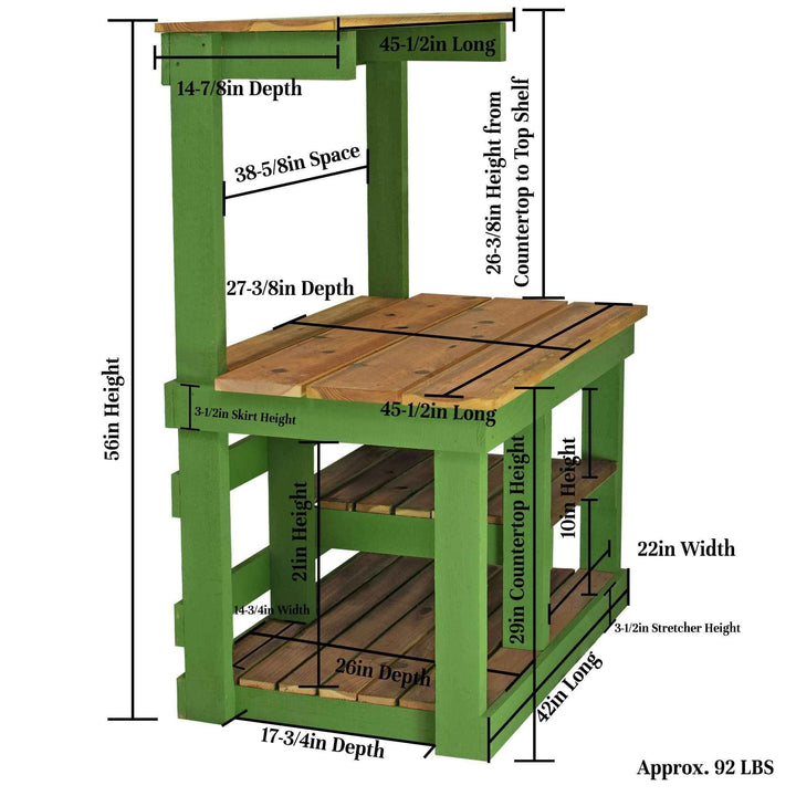 Rustic Redwood Gardening Workbench And Potting Table - Made in the U.S.A
