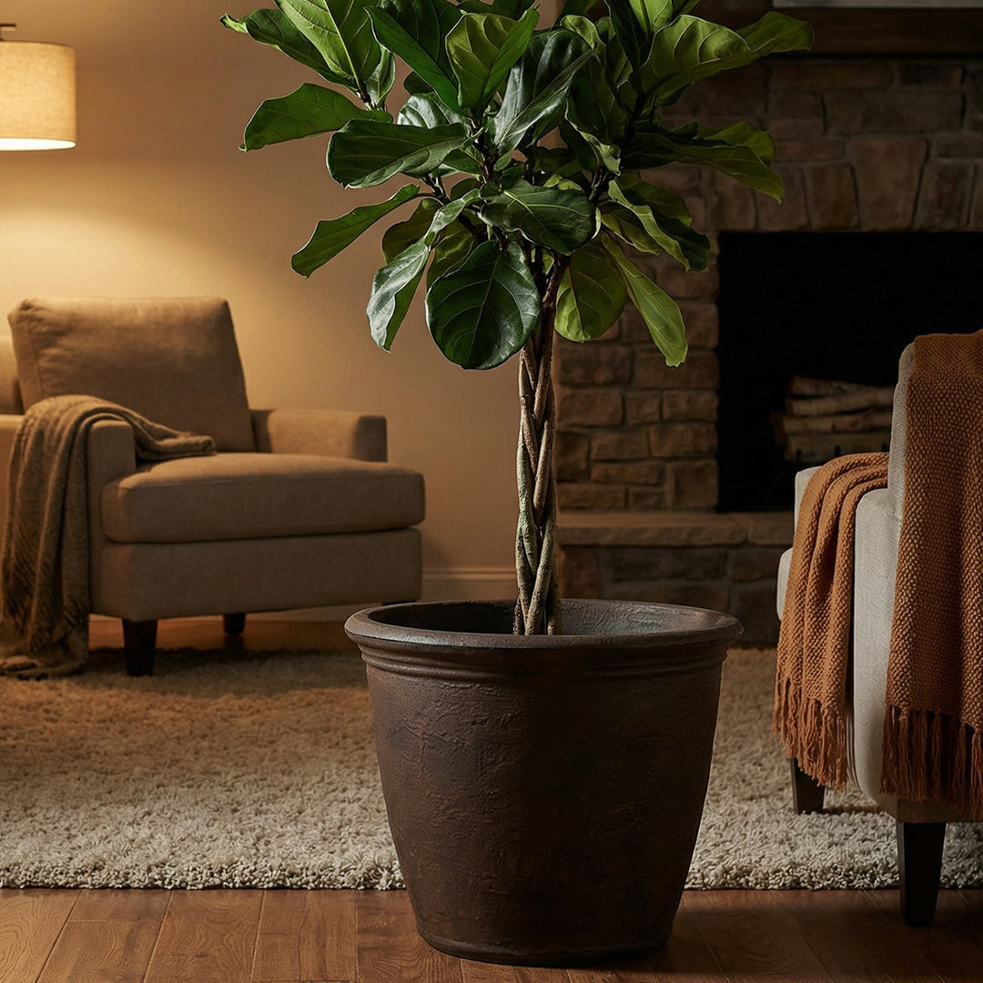 Anjelica Polyresin Large Round Outdoor Planter