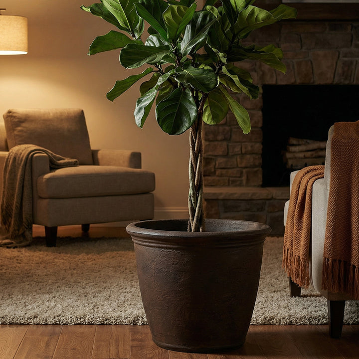 Anjelica Polyresin Large Round Outdoor Planter