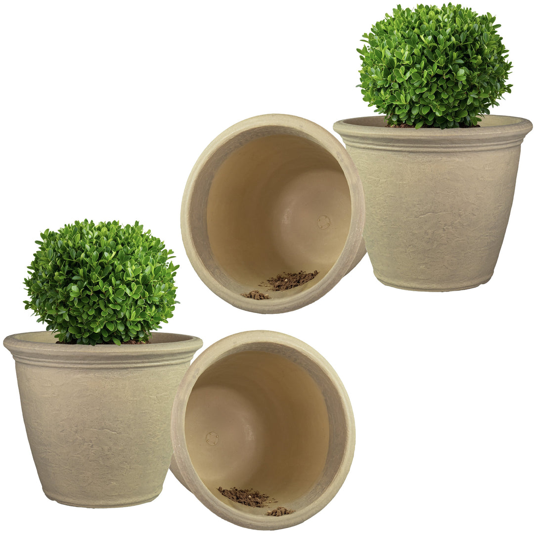 Anjelica Polyresin Large Round Outdoor Planter