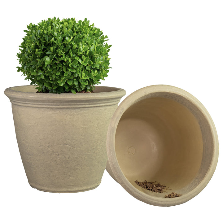 Anjelica Polyresin Large Round Outdoor Planter