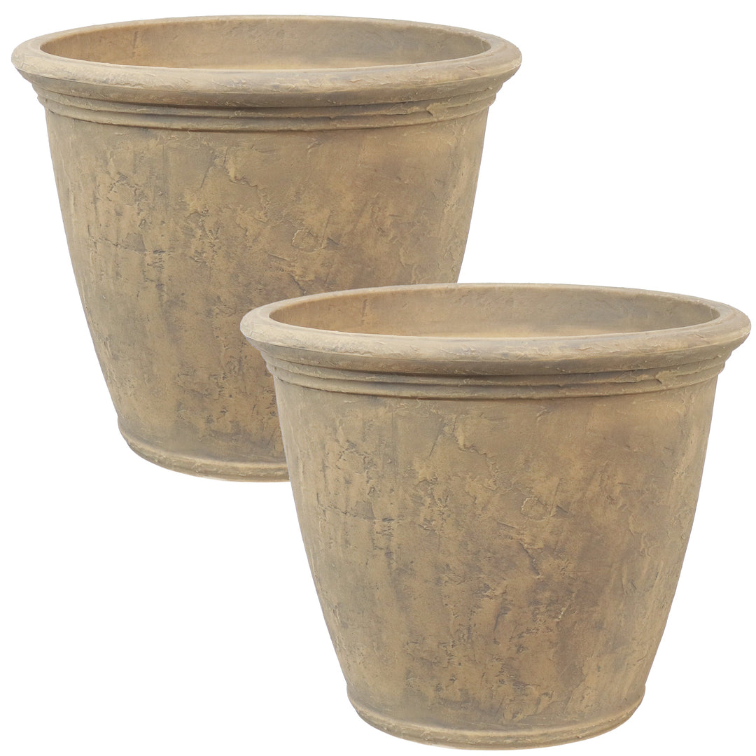 Anjelica Polyresin Large Round Outdoor Planter