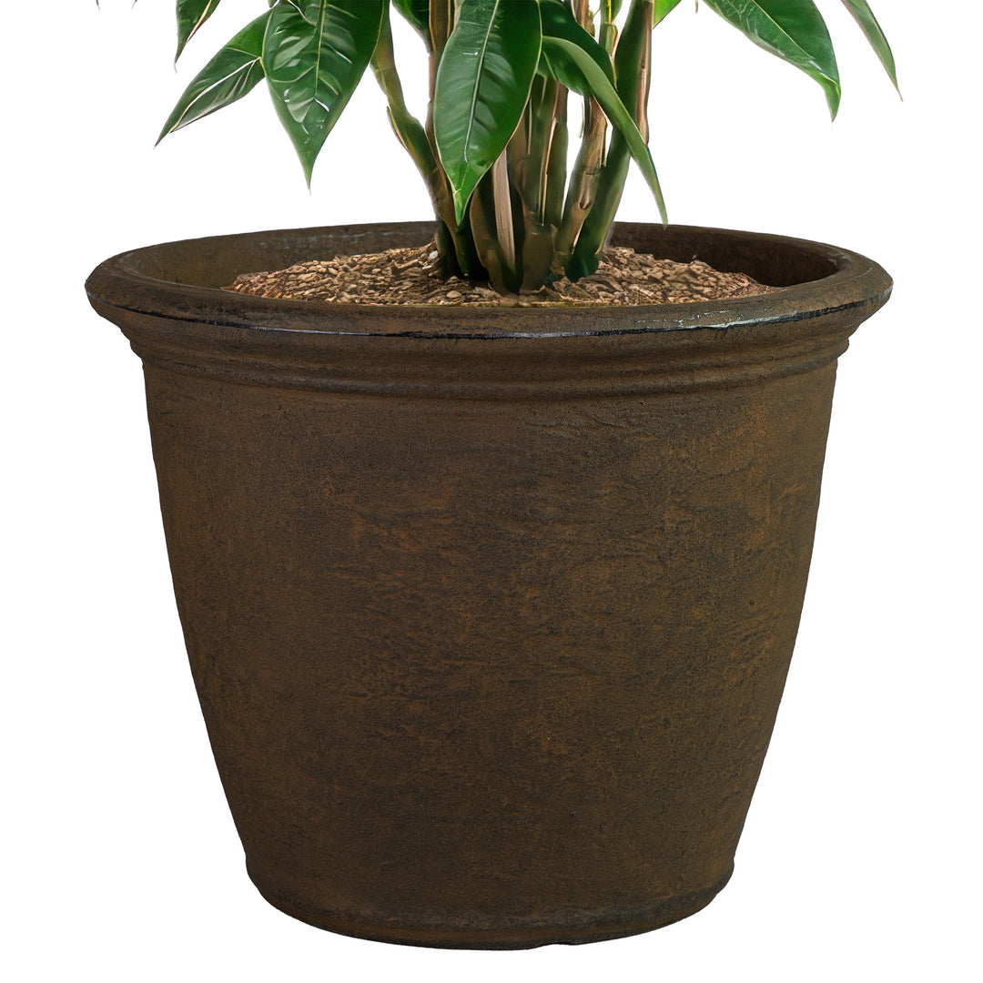 Anjelica Polyresin Large Round Outdoor Planter