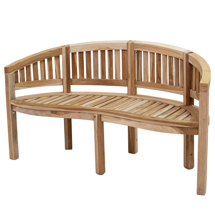 Outdoor Wooden Teak Banana Bench for Garden or Patio - 59" W