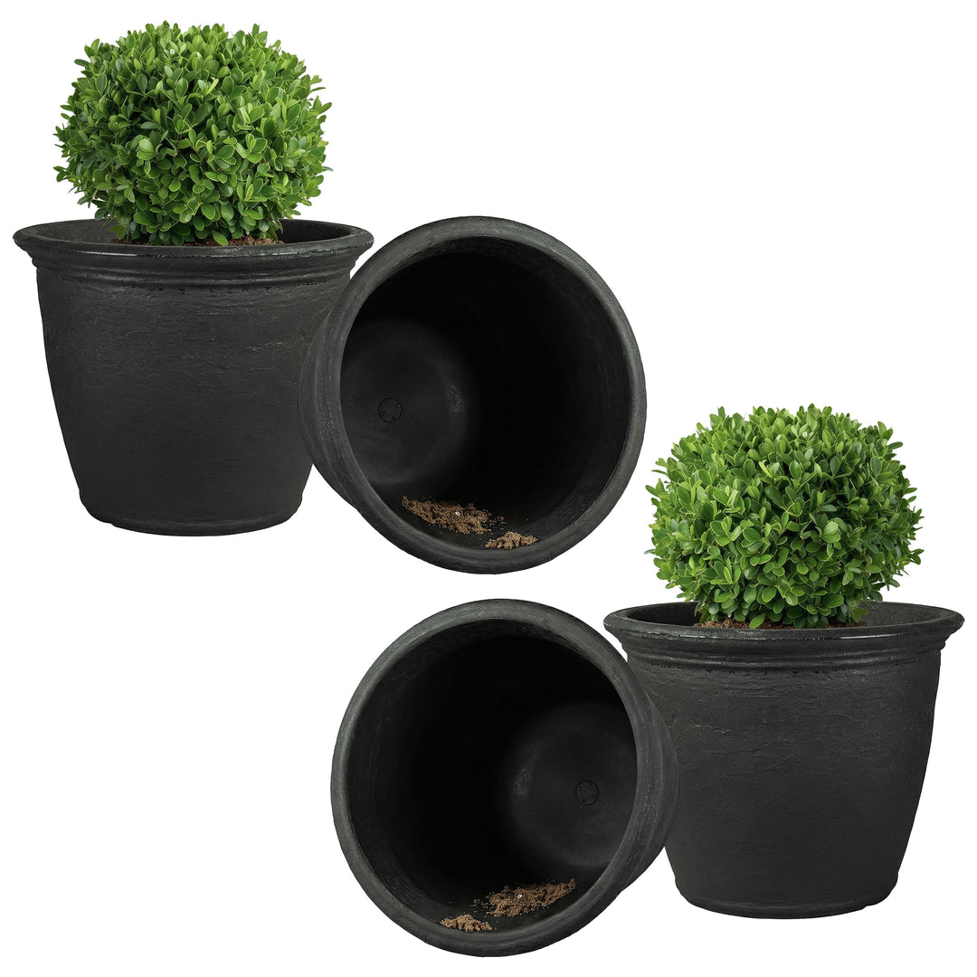Anjelica Polyresin Large Round Outdoor Planter