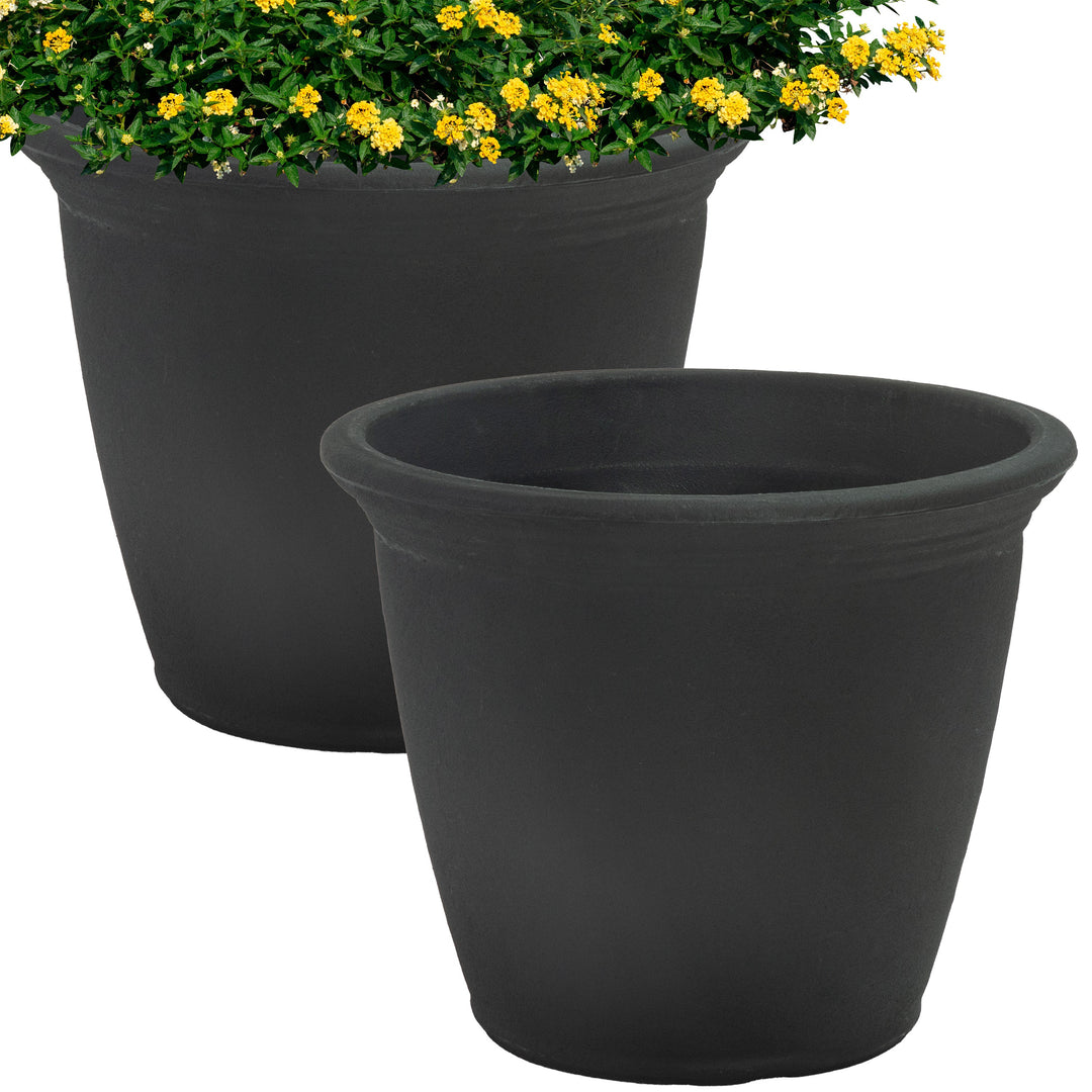 Anjelica Polyresin Large Round Outdoor Planter