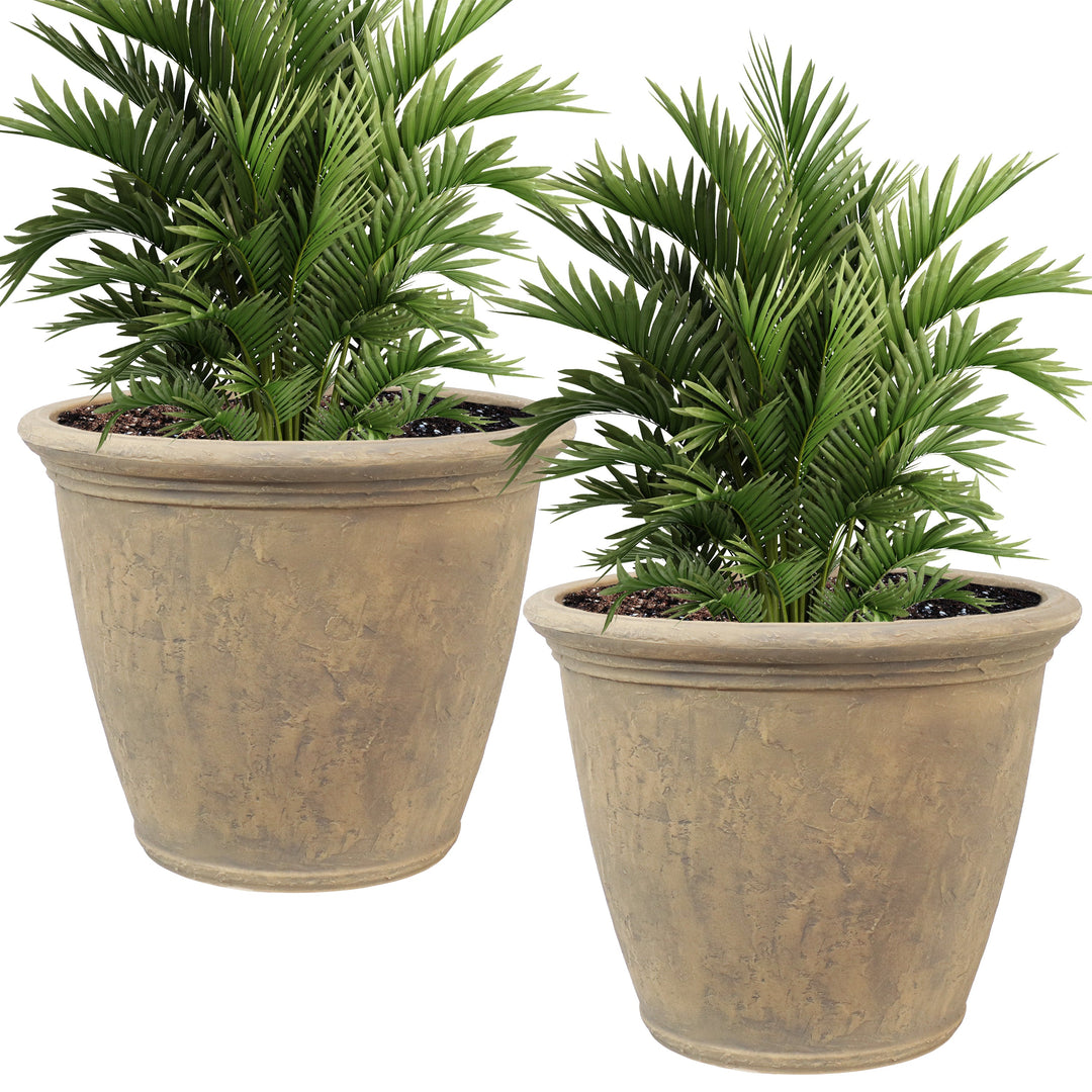 Anjelica Polyresin Large Round Outdoor Planter