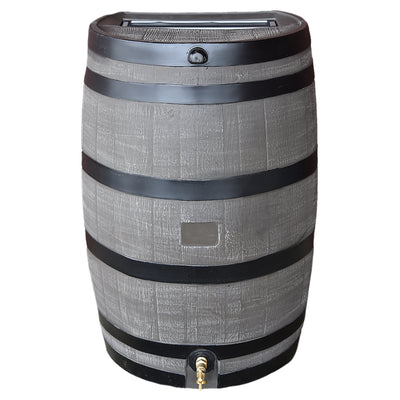 RTS Deco Rain Barrel - Woodgrain with Brass Spigot 50 Gallon - GreenLivingSupply-Store