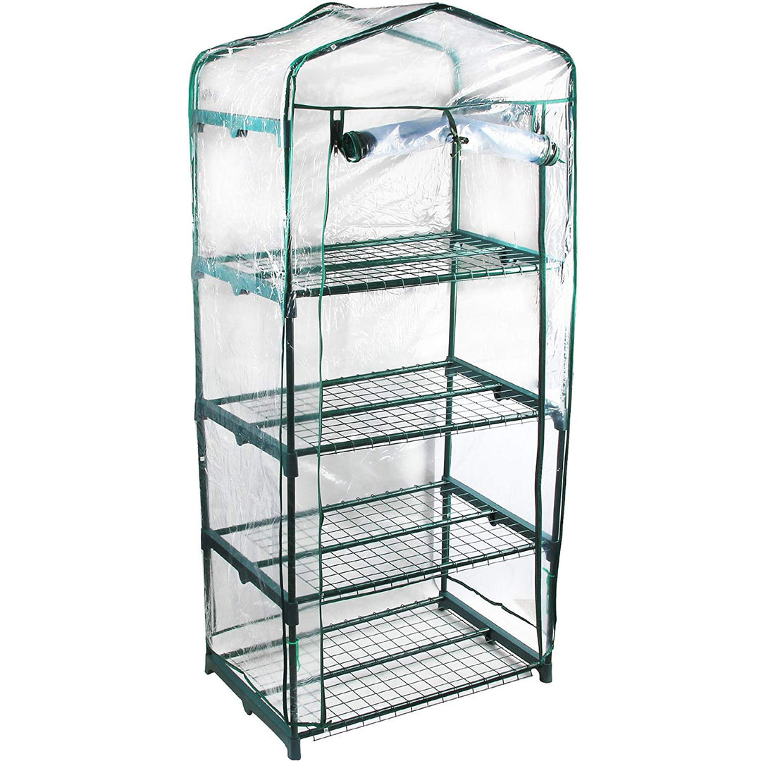 4 Tier Portable Rolling Greenhouse with Clear Cover