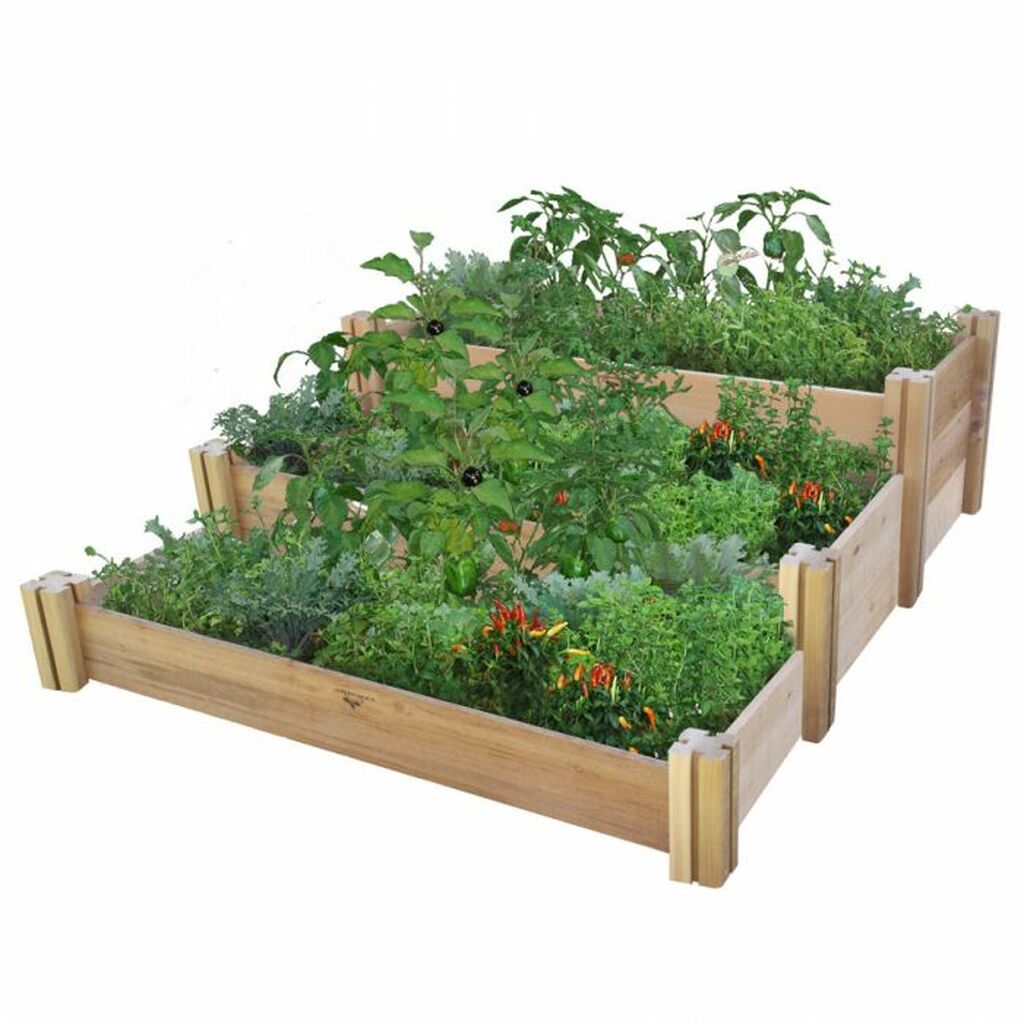 Gronomics Western Red Cedar Multi-Level Rustic Raised Garden Bed 48x50x19 (Unfinished)