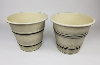NEW FOR 2021  Round Sandstone Planters - Set of 2